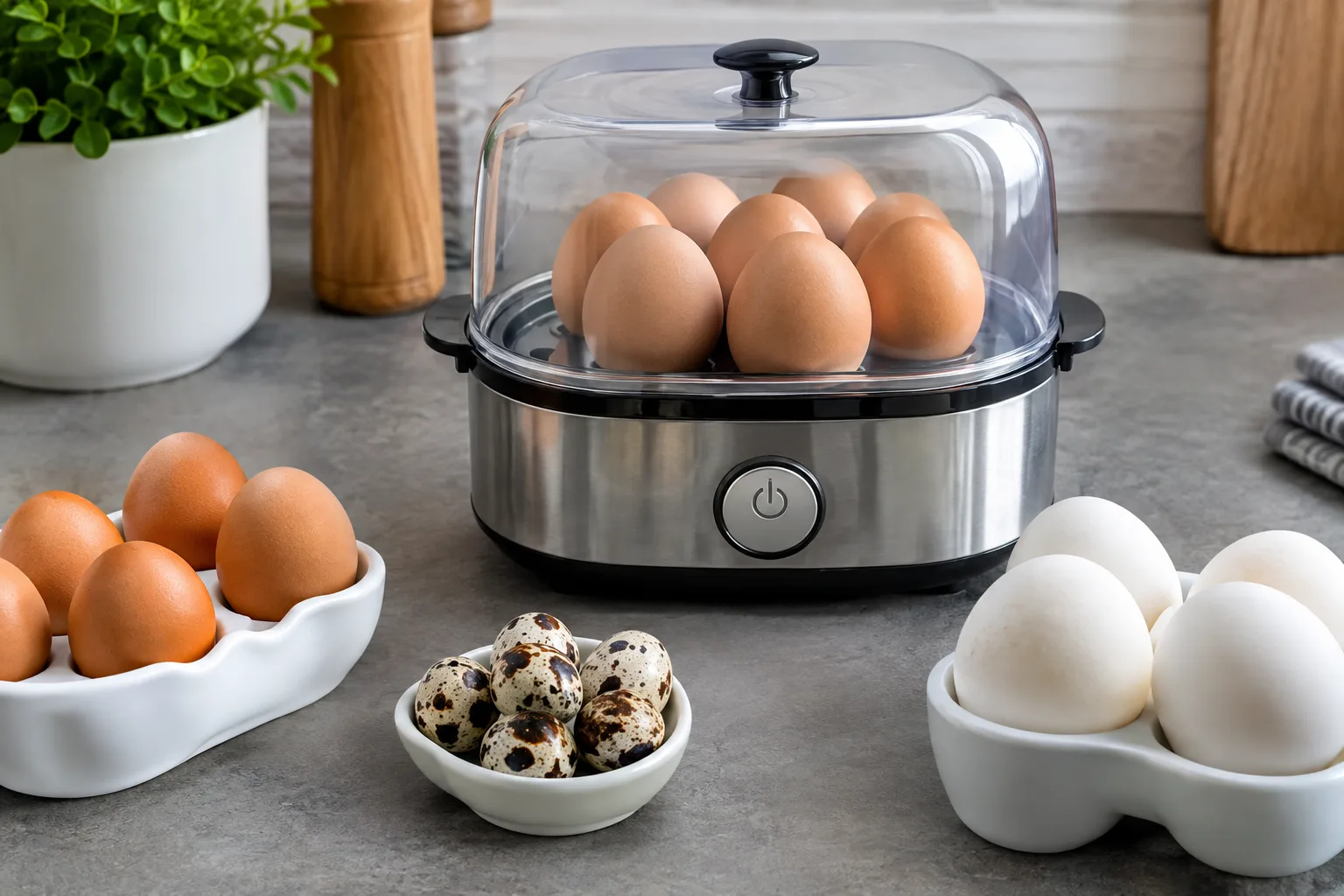 Eierkocher: Unterschiede beim Kochen von Huehnerei, Wachtelei und Entenei