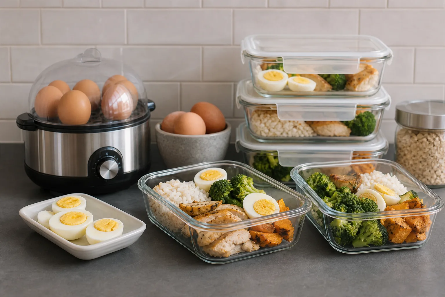 Meal Prep & Proteinrezepte mit Eierkocher fuer Wochenplanung